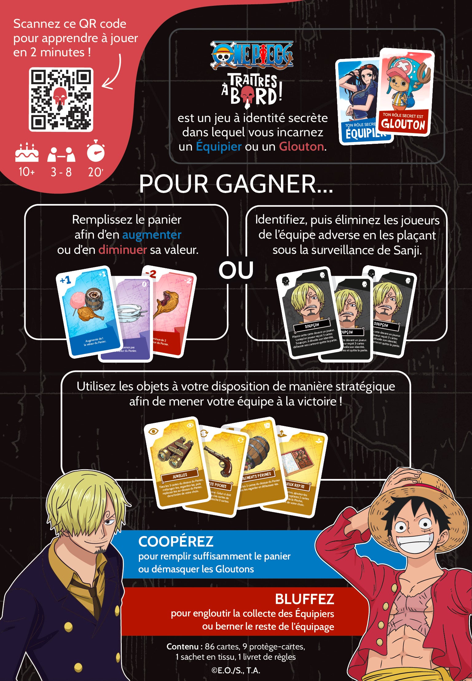 Traitres à Bord - One piece | Jeu de société | Jeu de cartes à identité secrète | Jeu de voyage et de poche | Dès 10 ans